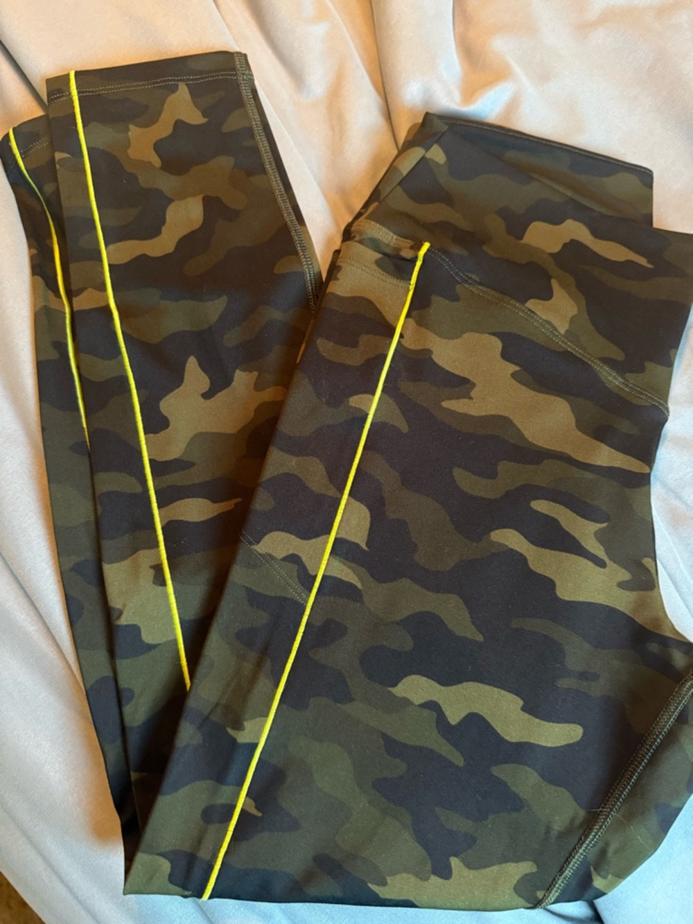 Women’s Camo Leggings with Yellow Trim